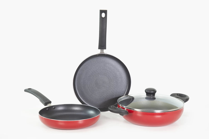 Butterfly Rapid Omni Tawa,Kadai & Fry Pan / Rapid kitchen combo pack 3 piece set Non-Stick Coated Cookware Set