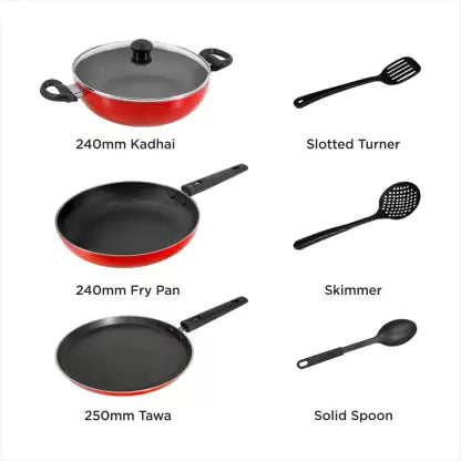 Butterfly Rapid Kitchen Combo Pack 7 Pieces Set Induction Bottom Non-Stick Coated Cookware Set