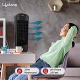 Lifelong LLTWF902 Tower Fan with 25 Feet Air throw | For Home, Kitchen, Shop and Office | 3 Speed Settings | 4 Way Air Deflection | Anti Rust Body (Black) | Brand New Seal Packed