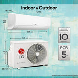 LG 1 Ton 4 Star DUAL Inverter Split AC TS-Q13JNYE, White)