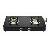 UCOOK JUNTO A 2 Burner Stainless Steel Black Glass Top Gas Stove