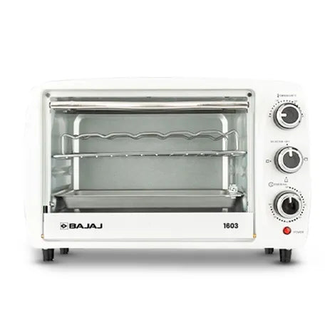Bajaj 1603T 16 Litres Oven Toaster Grill (16L OTG) With Baking & Grilling Accessories,1200 W,Oven For Kitchen With Transparent Glass Door,White