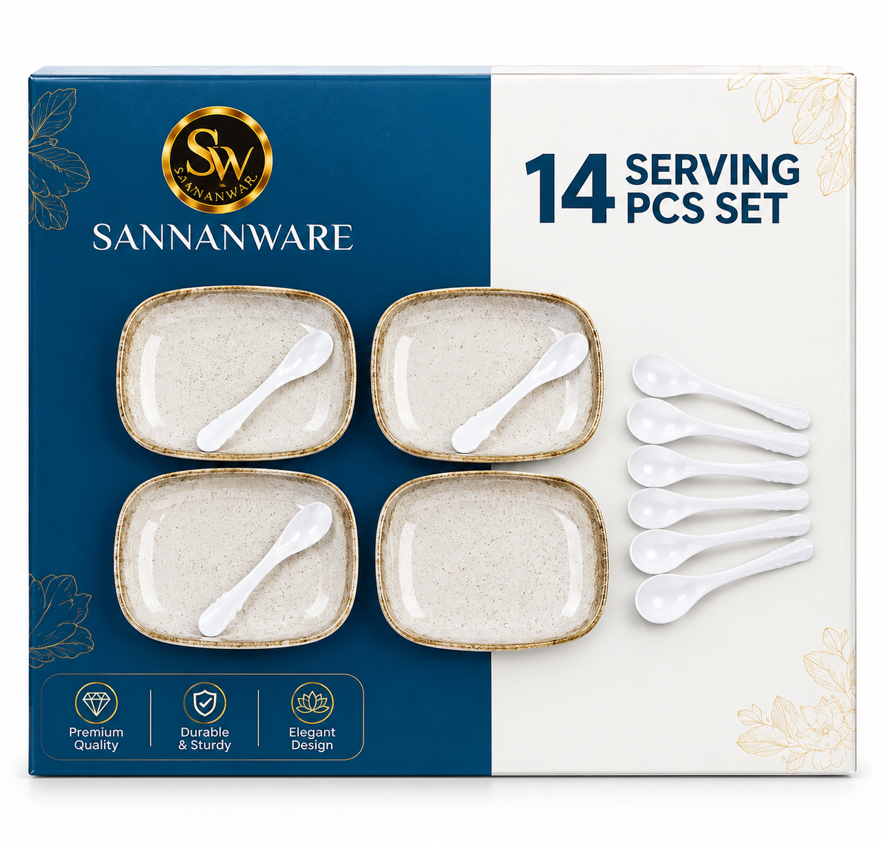Sannanware Dine Smart Melamine Snack Set (14Pieces)