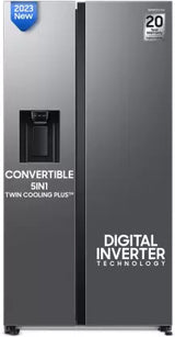 Samsung 633 L, 3 Star, Frost Free, Side By Side Refrigerator (RS78CG8543S9HL, Silver, Refined Inox)