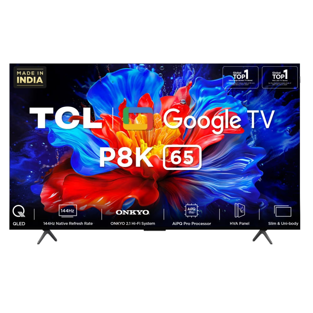 TCL 165 cm (65 inch) 4K QLED Google TV, 65P8K, Black