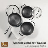 Arttdinox Stellar Stainless Steel Triply Frypan with Lid 26cm | Non-Stick Frying Pan with Etched PTFE Coating | Induction & Gas Compatible by Jindal Stainless