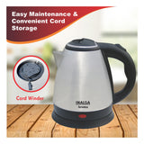 Inalsa Aroma Kwik 1.5L 1350W Stainless Steel Electric Kettle, 360 Degree Cordless Base, Silver