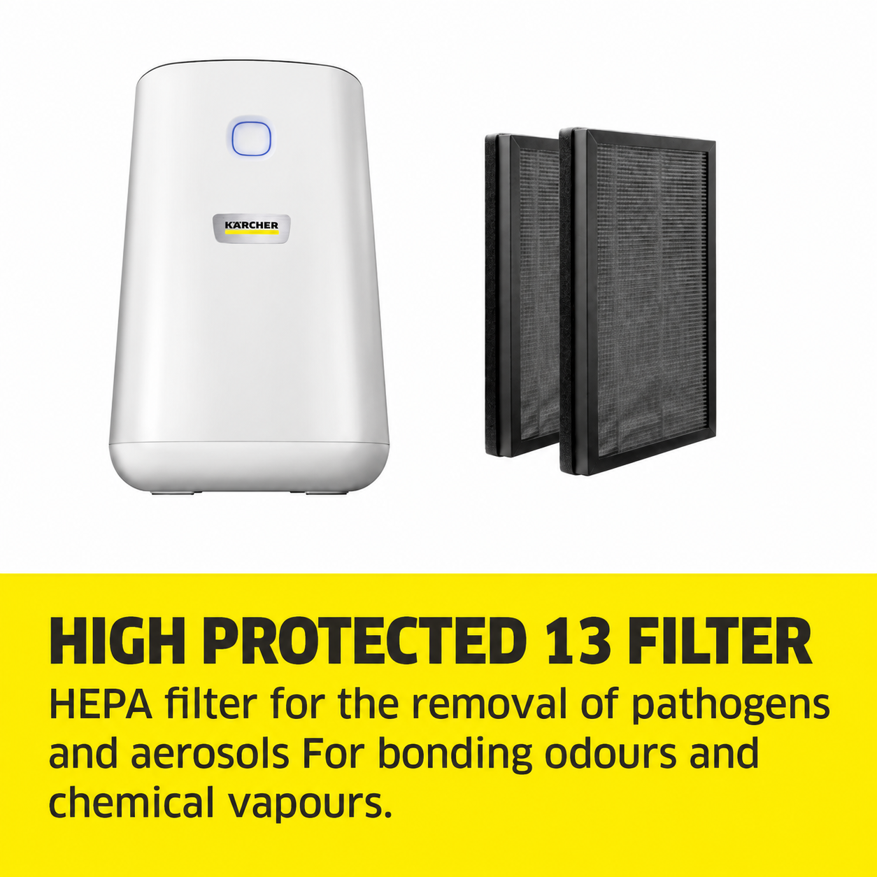 Kärcher AF20 Air Purifier For Home,Dual H13 HEPA & Activated Carbon Filters,Removes 99.99% Pathogens & Fine Dust,430 Sq. Ft Coverage,Air Quality Display,Automatic & Night Modes,German Technology,White