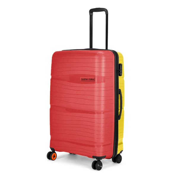 NASHER MILES Nicobar Hard-sided Polypropylene Check-In Luggage Red and Yellow 28 inch 75cm Trolley bag Check-in Suitcase 8 Wheels - 28 inch