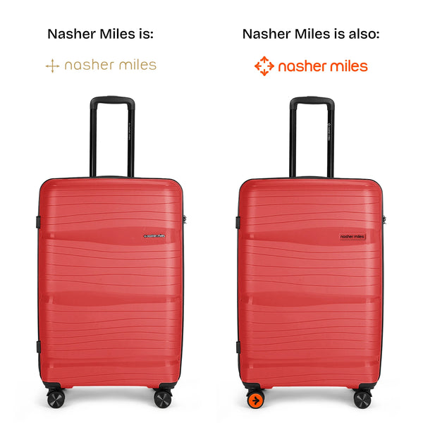 NASHER MILES Nicobar Hard-sided Polypropylene Check-In Luggage Red and Yellow 28 inch 75cm Trolley bag Check-in Suitcase 8 Wheels - 28 inch