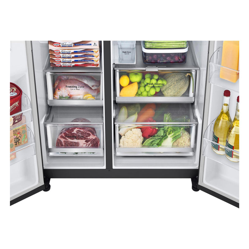 LG 630 L Frost-Free Inverter Wi-Fi InstaView Door-In-Door Side-By-Side Refrigerator with Ice and Water Dispenser (2024 Model, GL-X257AMC3, Matte Black, Door Cooling+ with Hygiene Fresh+)