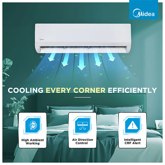 Midea Carrier Santis Max Deluxe 4 in 1 Convertible 1.5 Ton 3 Star Inverter Split AC with Auto Cleanser (Copper Condenser, MAI18SD3R36F0)