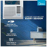 Midea Carrier 2026 Model 1.5 Ton MARVEL CLS 3 Star Fixed Speed Window AC (MAW18MR3R36F0, White)