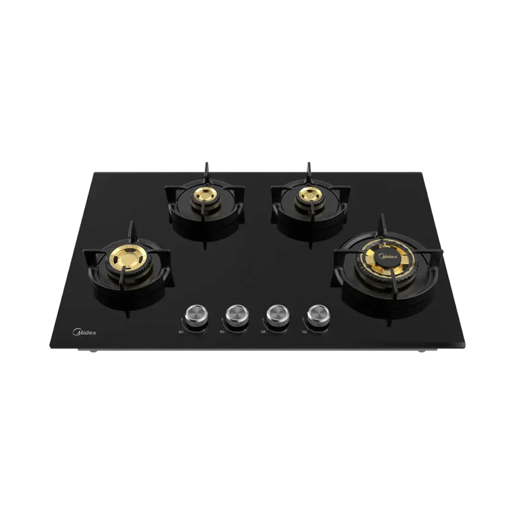 Midea Kitchen Built in Hob Semi Brass Series 4 Burner, Flame Failure Device, Auto Ignition MG80GF503CTD134B-IN