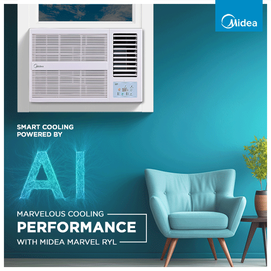 Midea Carrier 2026 Model 1.5 Ton MARVEL RYL 5 Star Window Inverter AC (MIW19MR5R36F0, White)