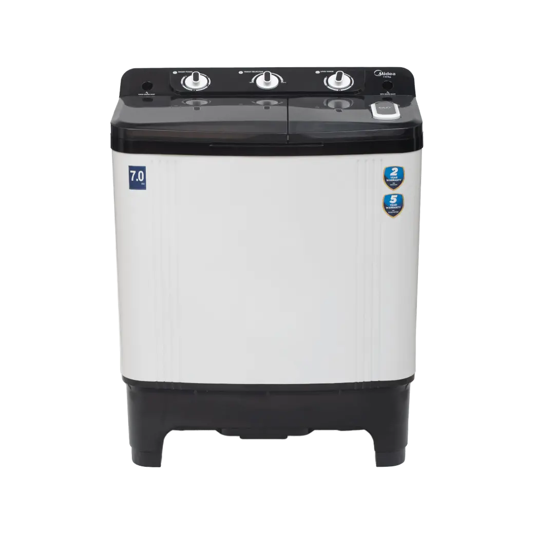 Midea Washing Machine Semi Automatic 7.0 KG Plastic Lid Black White,MWMSA070PPG(KW)/MWMSA070PDX(KW)