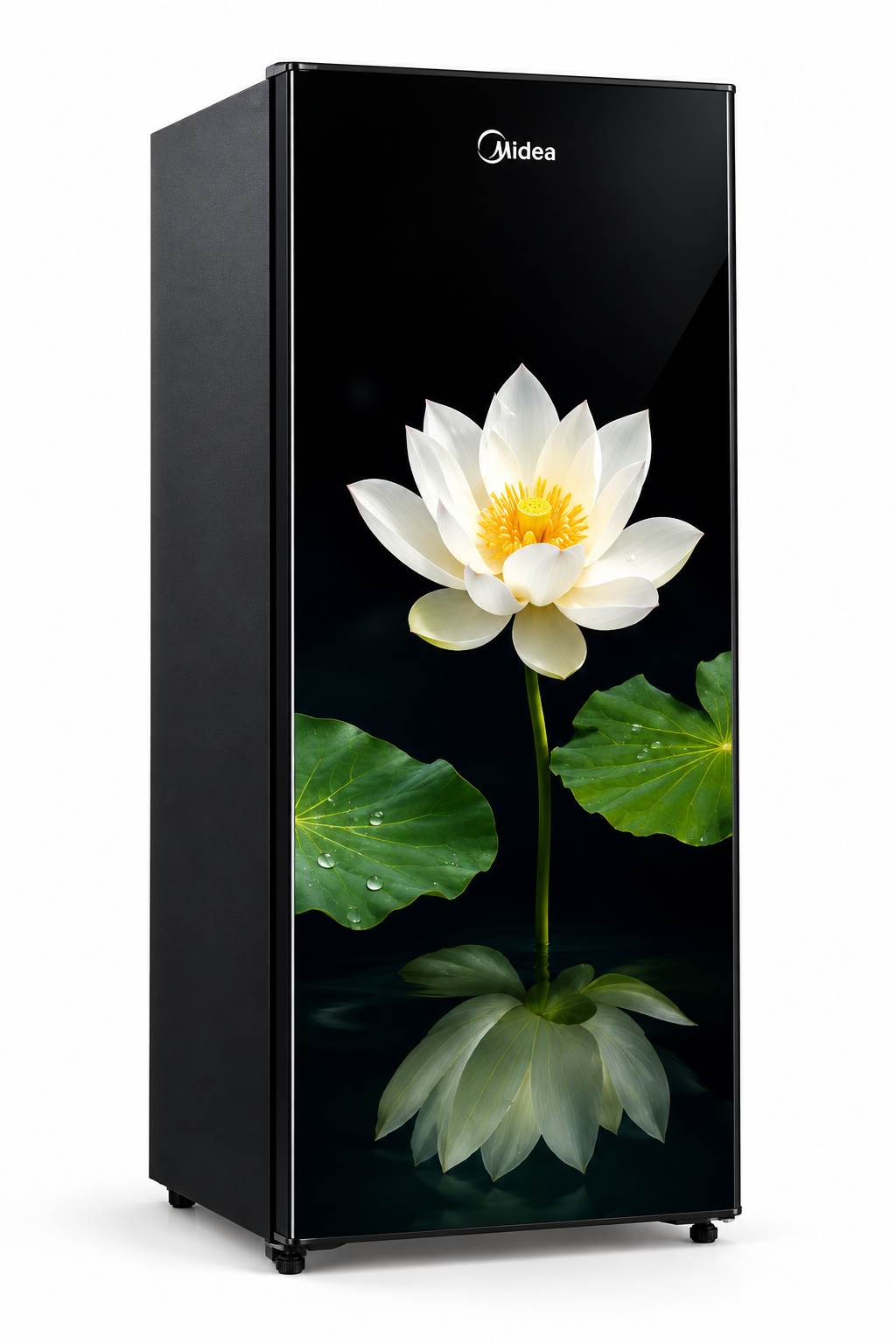 Midea 190 L, Direct Cool Refrigerator, 2 Star, Black Glass Door, Water Lily MRD190D3GDBLF