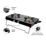 UCOOK JUNTO A 2 Burner Stainless Steel Black Glass Top Gas Stove
