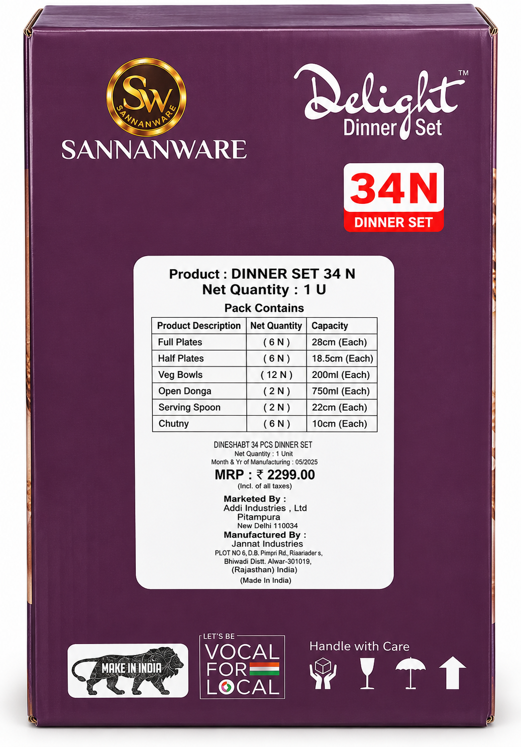 Sannanware Delight Melamine Dinner Set (34Pieces)