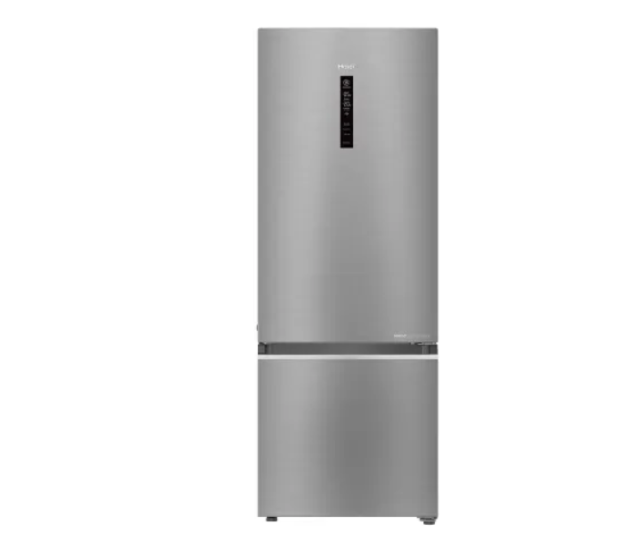 Haier 355 Litres Frost Free Bottom Mount Double Door Refrigerator | Triple Inverter | 1 Hour Icing | 2X Vegetable Box (HRB-4052BISA-P | Inox Steel)