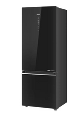 Haier 325L 2 Star Frost Free Bottom Mount Refrigerator|Premium Black Glass|Convertible 14-in-1|Jhukna Mat-Bottom Freezer|Digital Display|Triple Inverter|Twist Ice Maker (HRB-3752PKGA-P, Black Glass)