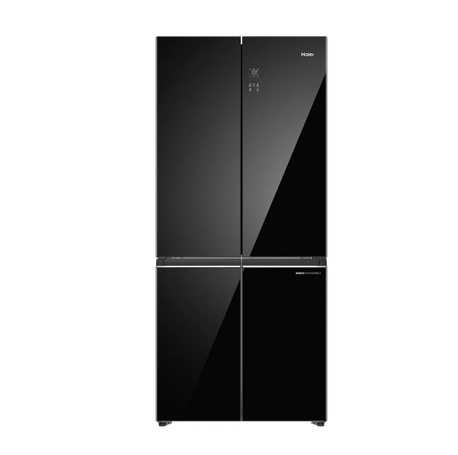Haier Lumiere 520 Litres 3 Star Frost Free French Door Smart Wifi Enabled Refrigerator with Colorful Digital Display Panel (HRB-600KGU1, Black Glass)