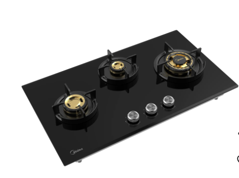 Midea Kitchen Built in Hob Full Brass Series 3 Burner, Flame Failure Device, Auto Ignition MG75GT503BTD134B-IN