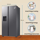 Samsung 633 L, 3 Star, Frost Free, Side By Side Refrigerator (RS78CG8543S9HL, Silver, Refined Inox)
