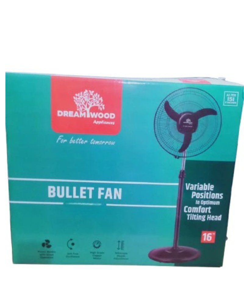 Dreamwood 16" (400MM) 2300 RPM HIGH SPEED 3 SPEED BULLET PEDESTAL FAN