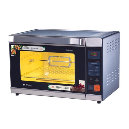 Bajaj 50 Litre Digital Oven Toaster Griller (50 Litres Otg)With 6 Pre-Set Menu, Oven For Kitchen With Illuminated Chamber, Motorised Rotisserie & Convection, Black & Silver,1400 Watts