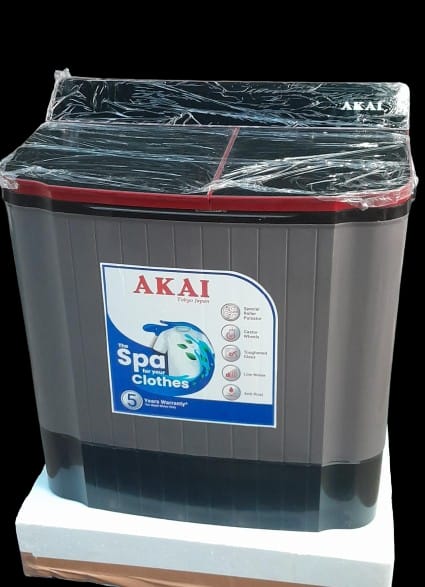 Akai 10.5KG Semi Automatic Top Load Washing Machine Black