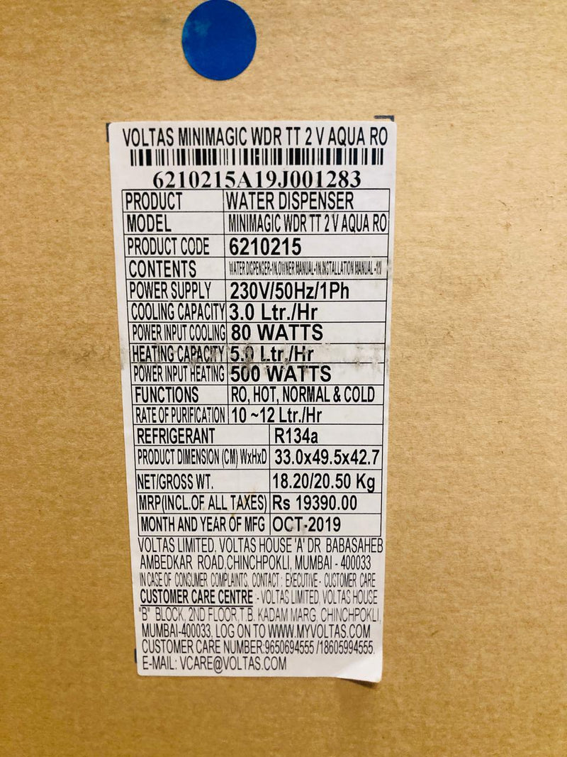 Buy Voltas Minimagic WDR TT V Aqua RO Water Dispenser Fully