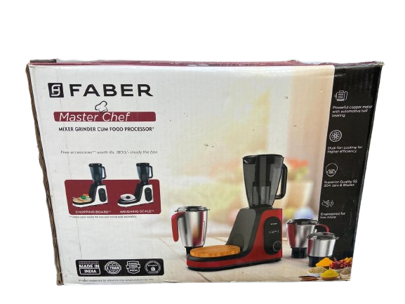 Faber 3 jar mixer grinder, 1000 watt (FMG Master Chef 1000 3J +1 Pcs Mystic Red