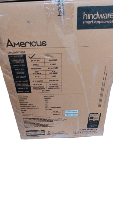 Hindware Americus RO+UV Hot Black Water Purifier