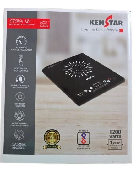 Kenstar 1200 W Induction Cooktop Push Button (Black, B091YNPCHB)