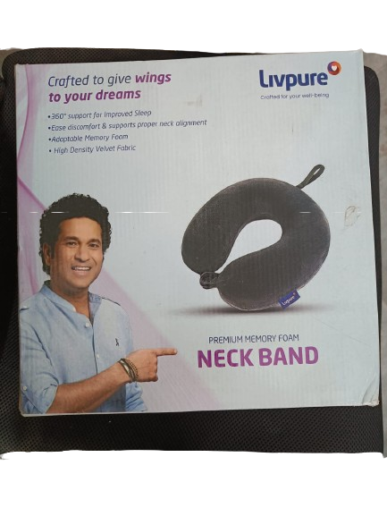 Livpure Travel Neck Pillow | 12x12 inches | Memory Foam Fill| Portable, Durable & Breathable | Standard Size 12inch x 12inch LSHB2B-NECKPILLOW_BLU_MASK