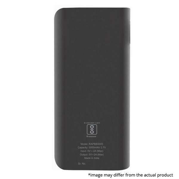 Reconnect 5000 mAh Power bank, Black RAPBB5005