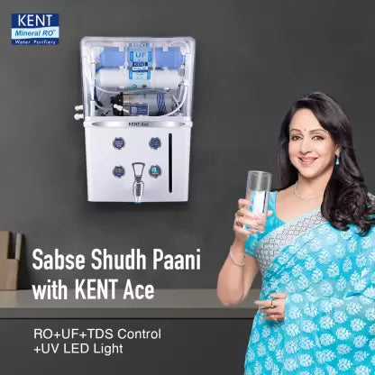 KENT Ace 8 L RO + UV + UF + TDS Water Purifier Suitable for all - Borewell, Tanker, Municipality Water