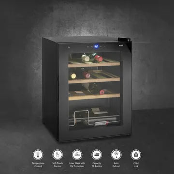 KAFF KWC 42 Litres 16 Bottles Wine Cooler Child Lock WC42BW Black