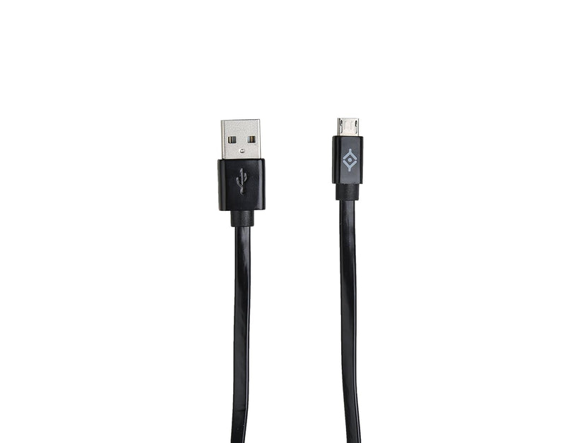 Reconnect Charge/Sync Micro USB Cable Black: Flat and Tangle Free, Quick Charging