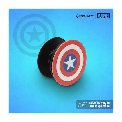 Reconnect Marvel Captain America Pop Socket & Stand, Secure grip, Hands free viewing, Solid stick 3M tape, Free car mount included, Mobile Accessories- DPS101 CA