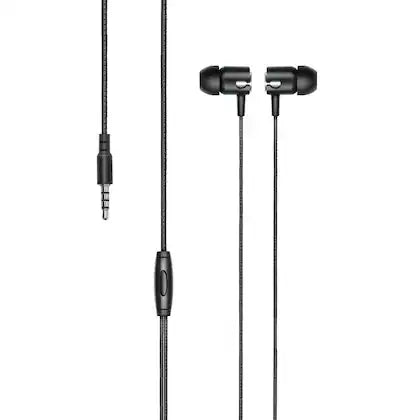 ARU Groove-22 Wired Earphone with Mic, Tangle free cable, 1.2m Round cable, 3.5mm Stereo Jack, Black