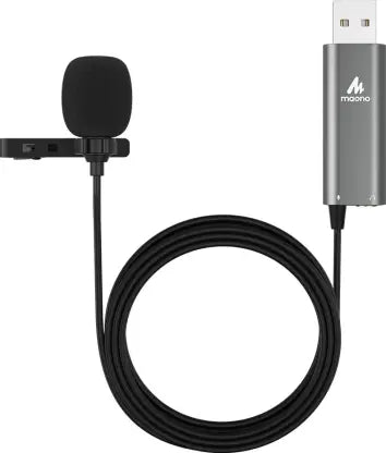 MAONO AU-UL20 USB Collar Microphone, Lavalier Condenser Mic with Headphone Jack for PC, Mobile, YouTube Recording, Singing Microphone