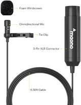 MAONO AU-XLR10 XLR Collar Lavalier Microphone, Condenser Clip-on Mic for Audio Mixer, Recording Studio, YouTube Microphone