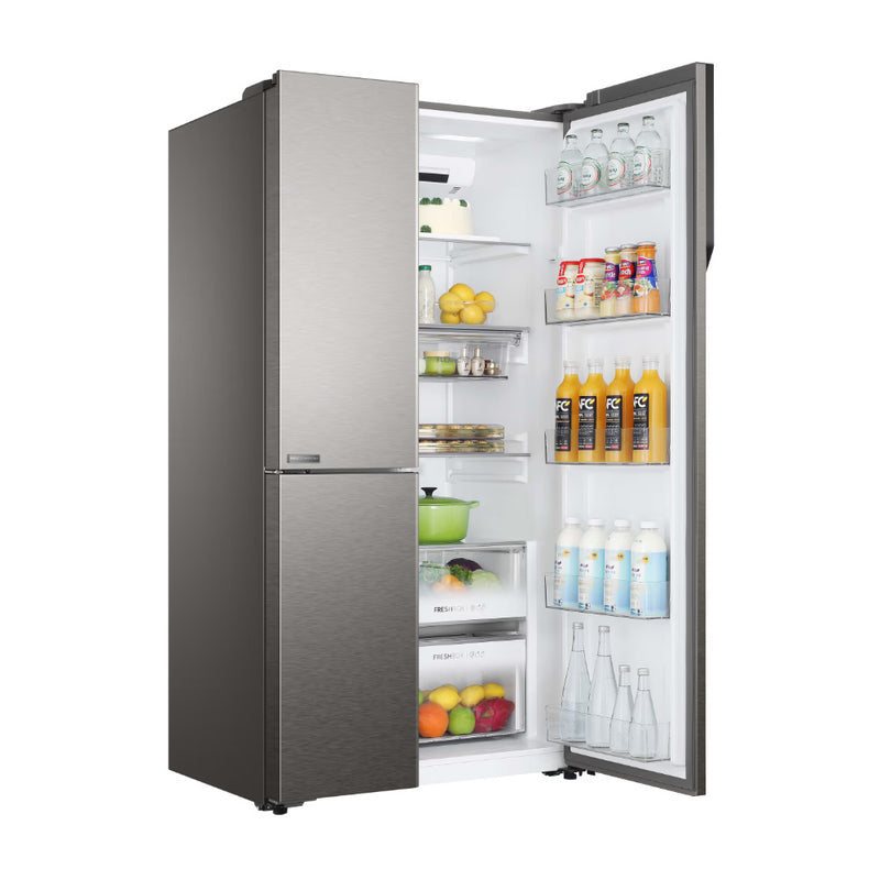 Haier 598L 3 Star 3-Door Side by Side Frost Free Refrigerator (HRT-683ISU1, Inox Steel)
