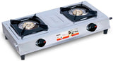 Inalsa Excel Stainless Steel 2 Burner Gas Stove, Manual Ignition, Silver /Black