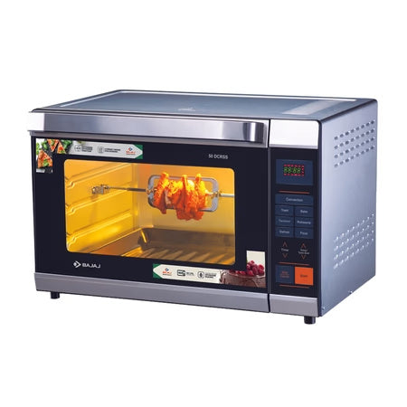 Bajaj 50 Litre Digital Oven Toaster Griller (50 Litres Otg)With 6 Pre-Set Menu, Oven For Kitchen With Illuminated Chamber, Motorised Rotisserie & Convection, Black & Silver,1400 Watts
