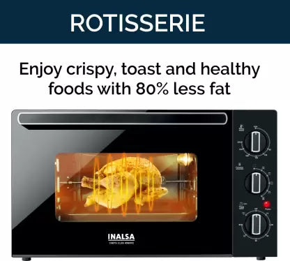 Inalsa 45-Litre Oven Toaster Grill OTG Chefs Club 45BKRC, Black