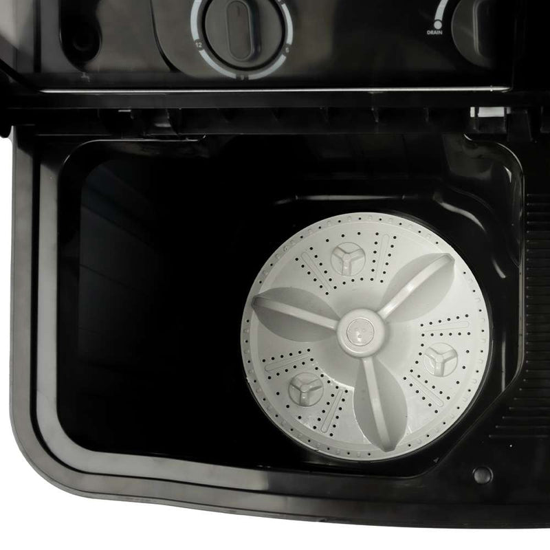 Midea Washing Machine Semi Automatic 7.5Kg Glass Lid Black Grey(MWMSA075GPG(KW)