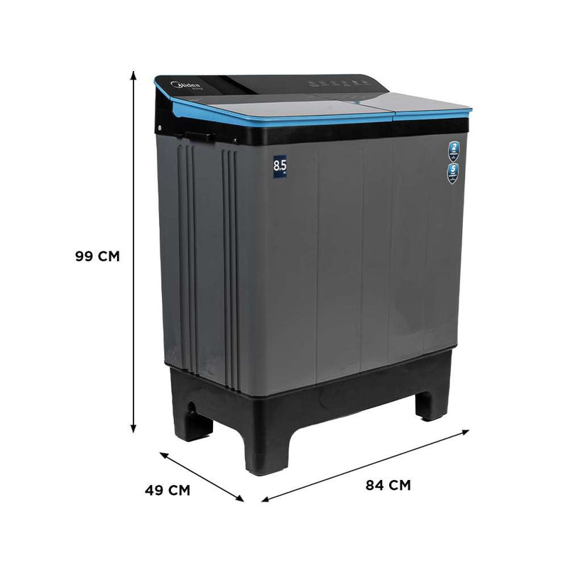 Midea Washing Machine Semi Automatic 8.5KG Glass Lid Black Grey(MWMSA085GPG(KG)